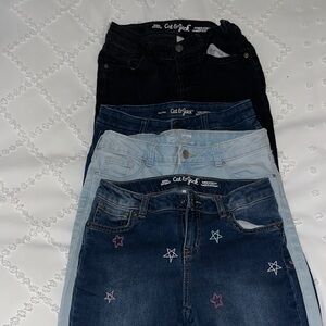 Cat & Jack Girls' Denim Trio - Black, Light Blue, Dark Blue Bundle